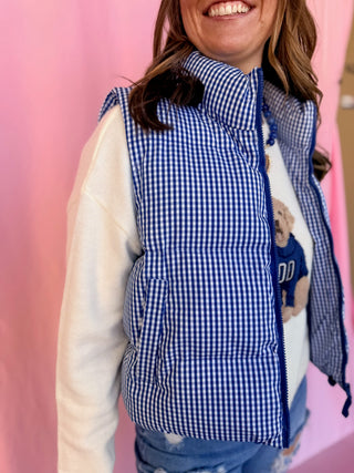 Gingham Puffer Vest
