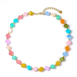 Dopamine-Colored Resin Bead Necklace