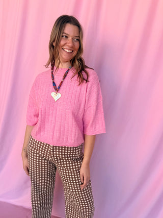 Cropped Length Ribbed Sweater