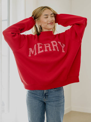Holiday Merry Stripe Mock Neck