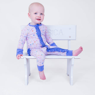 Bamboo Baby Goose Parade Convertible Ruffle Zipper Pajama