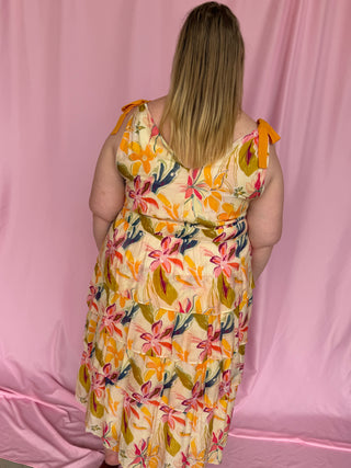 woman wearing floral dress