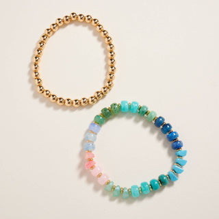 Mixed Marble Ombre Beaded Stretch Bracelet Set