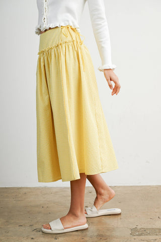 Checkered Ruffled High-Waist Skirt