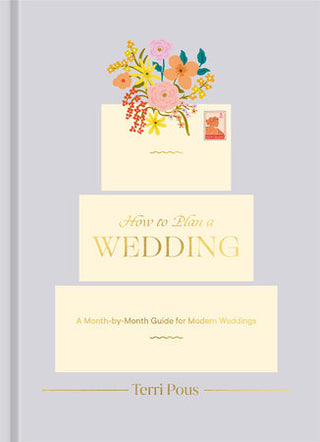 Book titled 'How to Plan a Wedding' by Terri Pous with floral design on a gray background
