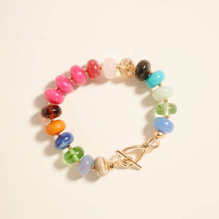 Marbled Ombre Resin Oval Beaded Stretch Bracelet