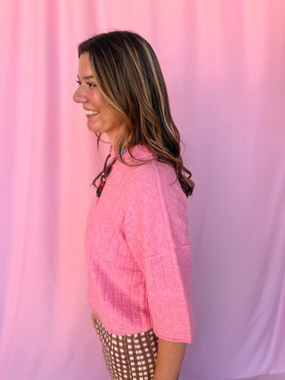 Cropped Length Ribbed Sweater