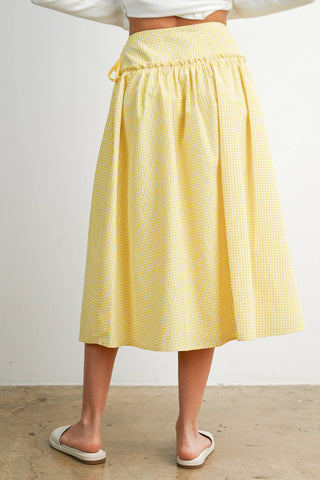 Checkered Ruffled High-Waist Skirt