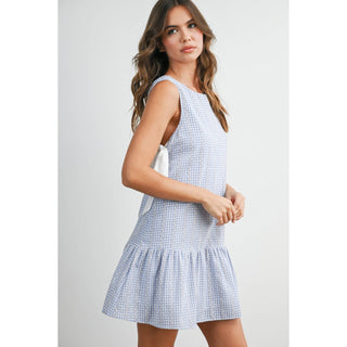 Side-Tie Gingham Dress
