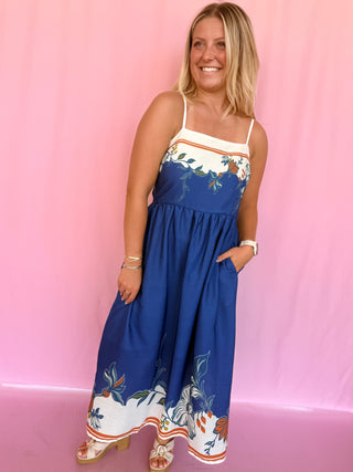 Floral Boarder Midi Dress