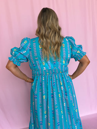 Vibrant Ruffle Midi Dress- Curvy