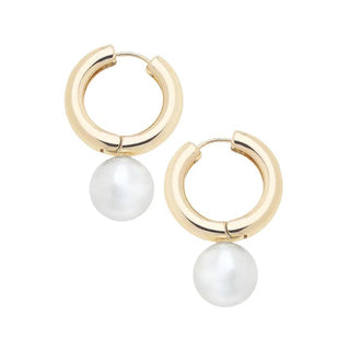 Agnes Pearl Hinged Hoop Earrings