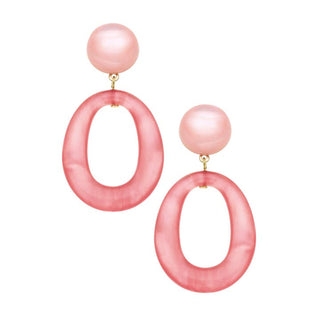 Ansley Light Pink Marbled Resin Earrings