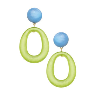 Ansley Lime Green Marbled Resin Earrings