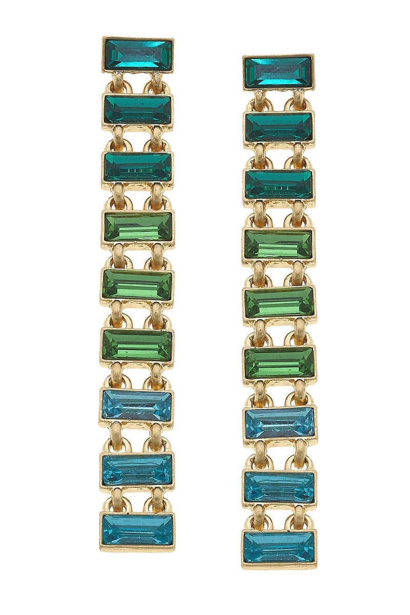 Aqua Baguette Stone Earring