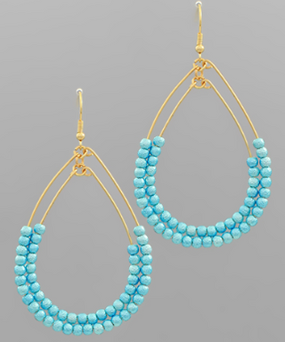 Aqua Double Teardrop Hoop