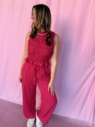 Smocked Gingham Top