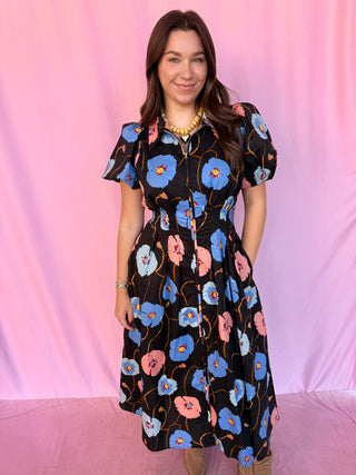 Midnight Bloom Midi Dress