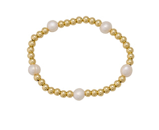 6MM Single Pearl Gold Bracelet