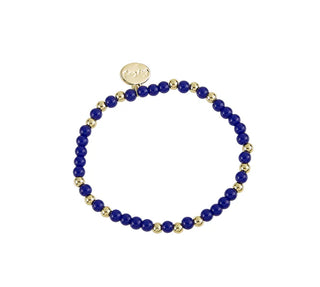 4MM Blue & Gold Bead Gold Bracelet