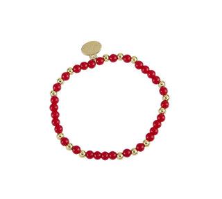 4MM Red & Gold Bead Gold Bracelet