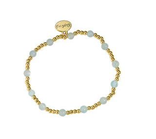 3MM Aquamarine Gold Beaded Bracelet