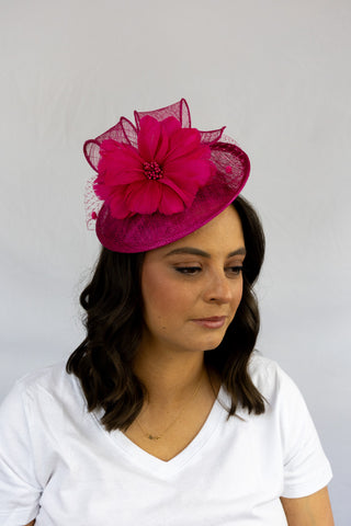 Magenta Runaway Rose Fascinator