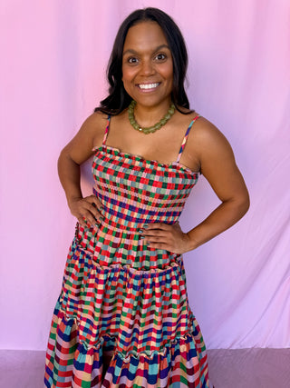Plaid Tiered Maxi Dress