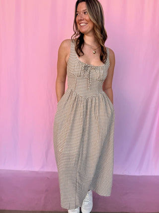 Plaid Corset Midi Dress