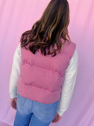Gingham Puffer Vest