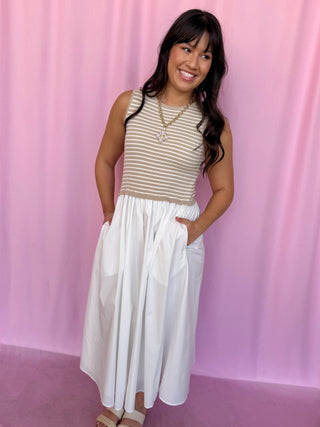 girl wearing striped dress