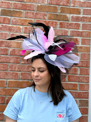 Pink/Black/White Roop Fascinator