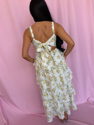 Woman wearing a floral dress