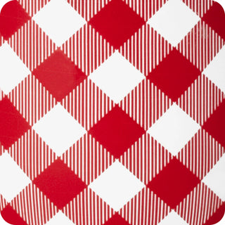 Red and white checkered pattern with alternating solid red diamonds and white diamonds, some filled with thin red vertical stripes.