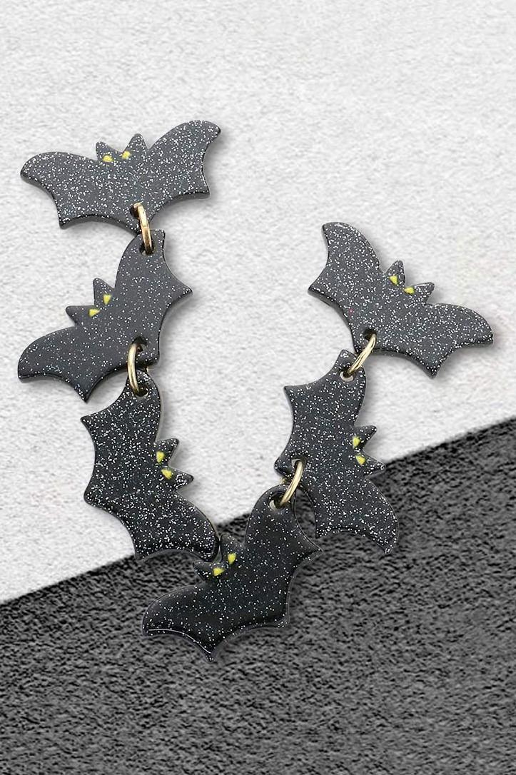 Bat Glitter Dangle Earrings