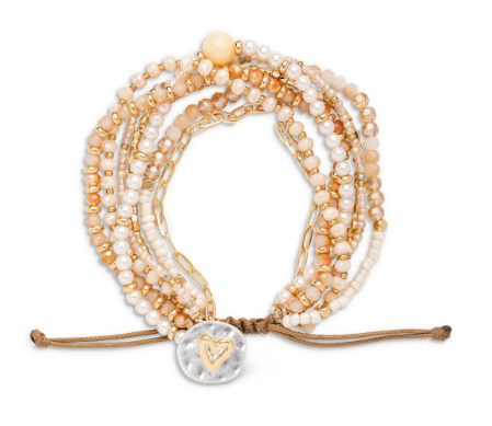 Beaded Love Bracelet- Champagn