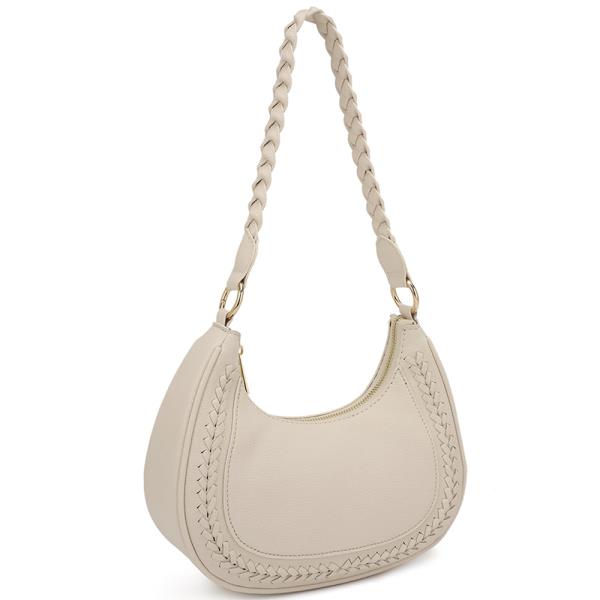 Beige Curve Braided Purse