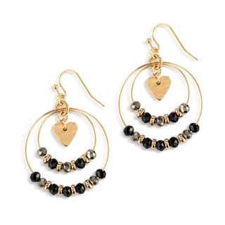 Black Beaded Love Earring