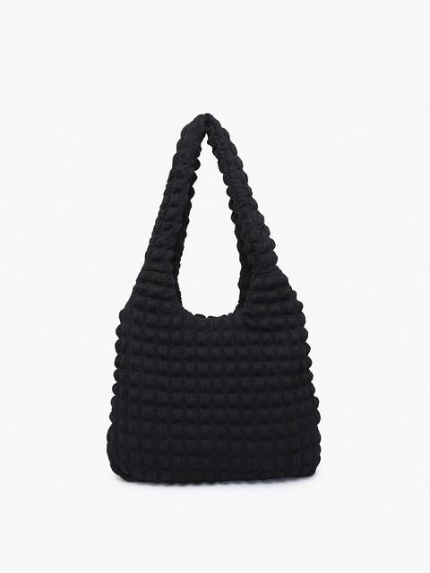 Black Georgia Quilted Hobo Bag