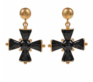 Black Maltese Cross Earring