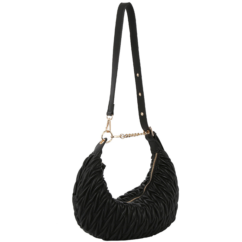 Black Quilted Shoulder Hobo Bag