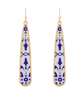 Blue Pattern Long Earring