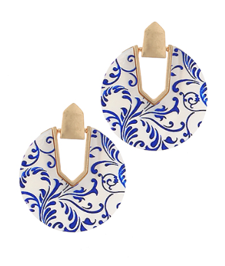 Blue Pattern MOP Earring