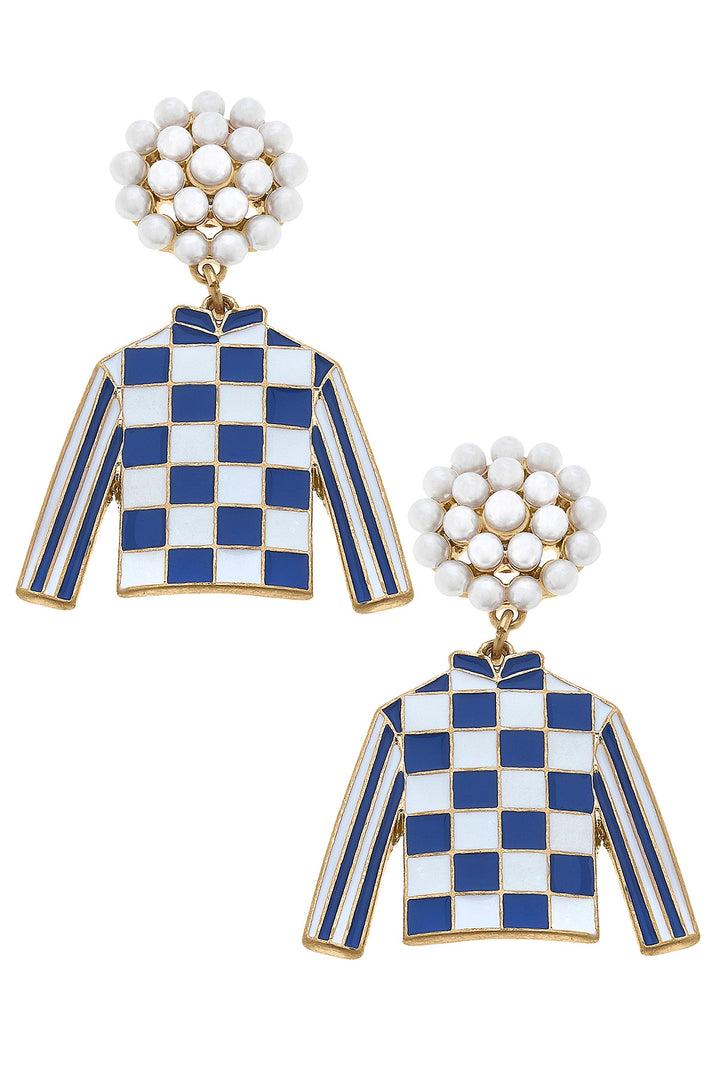 Blue Pearl Jockey Silk Earring