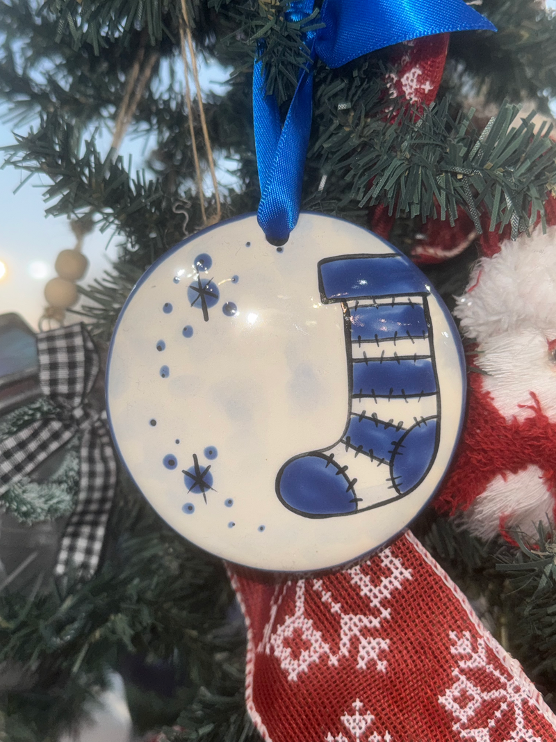 Blue/White Stocking Ornament