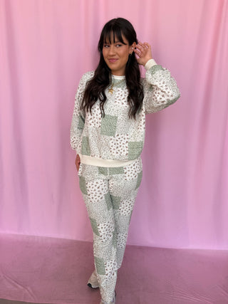 girl wearing a quilted set