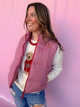 Gingham Puffer Vest