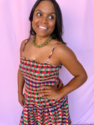 Plaid Tiered Maxi Dress