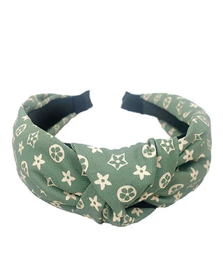 Green Floral Print Knotted Headband