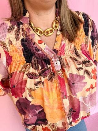 girl wearing floral top 